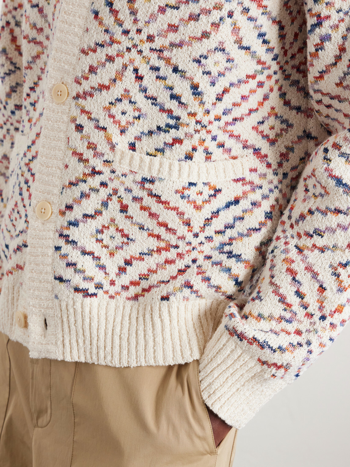 Corridor - Mandala Jacquard-Knit Pima Cotton Cardigan - Neutrals
