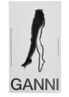Ganni Logo-embroidered Lace Tights Black