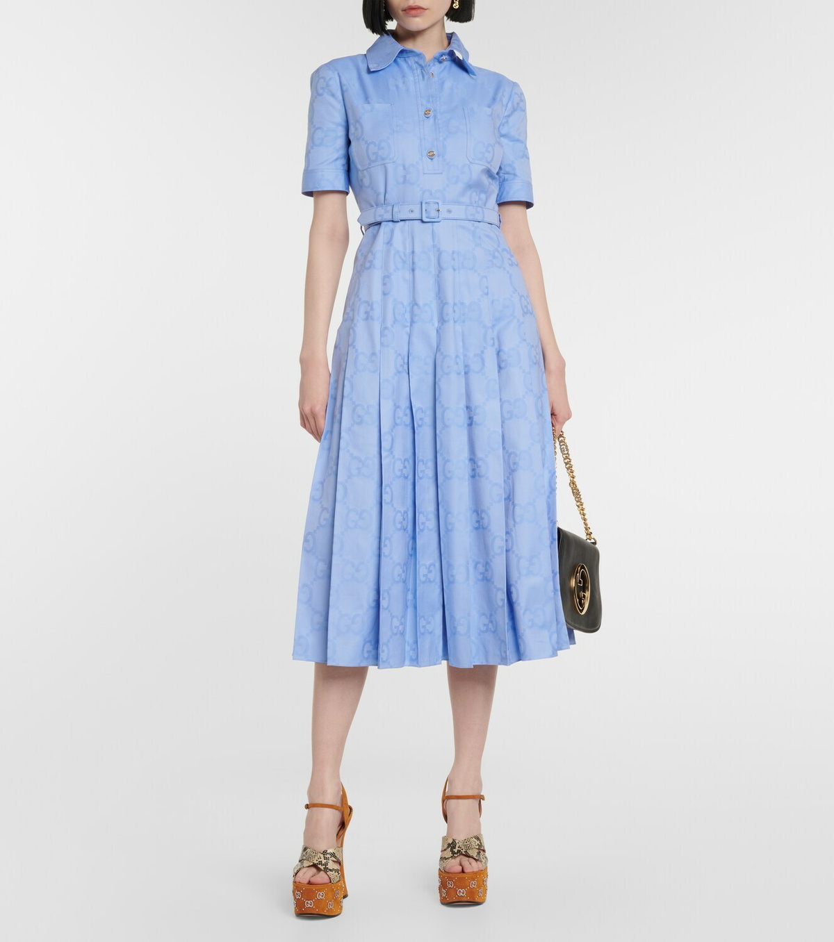 gucci cotton poplin midi dress Gucci
