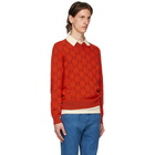 Gucci Red and Brown Jacquard GG Sweater