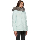 Mr and Mrs Italy Blue Fur Mini Parka