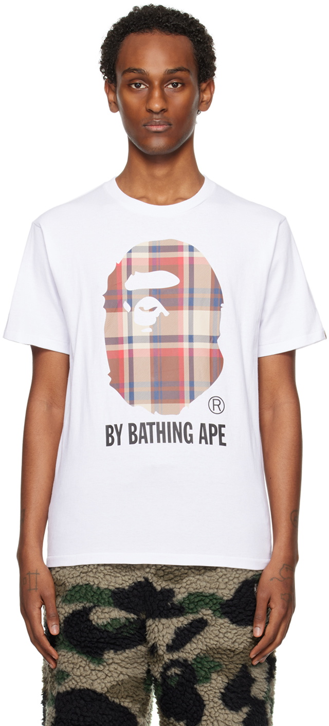 BAPE Graffiti Check By Bathing Ape Tee White Blue