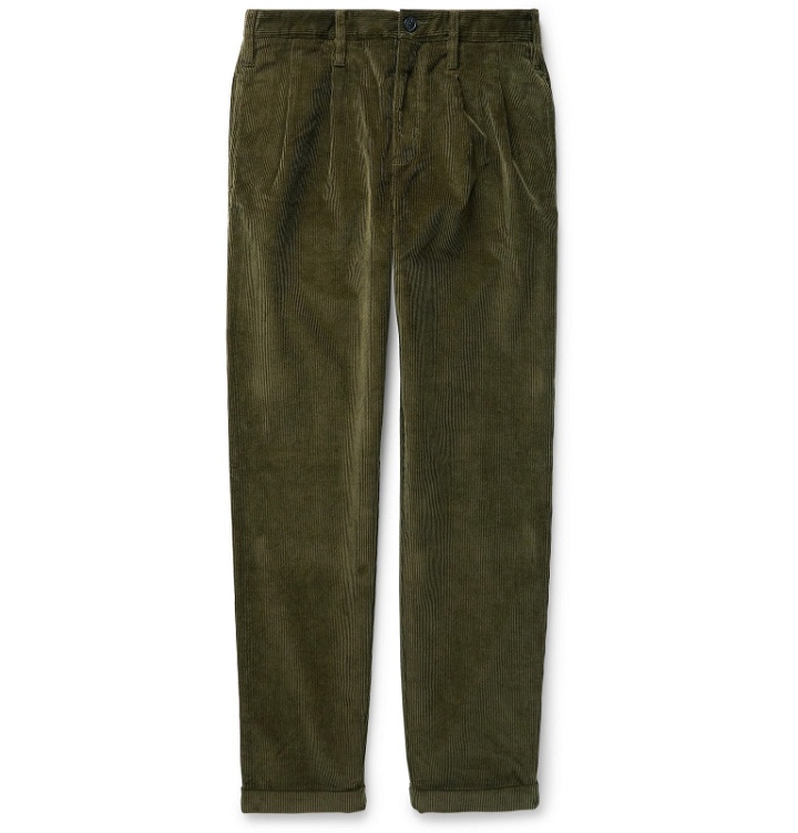 Photo: J.Crew - Wallace & Barnes Pleated Cotton-Corduroy Trousers - Green