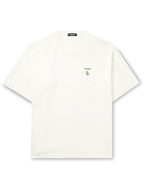 Photo: UNDERCOVER - Embroidered Printed Cotton-Jersey T-Shirt - White