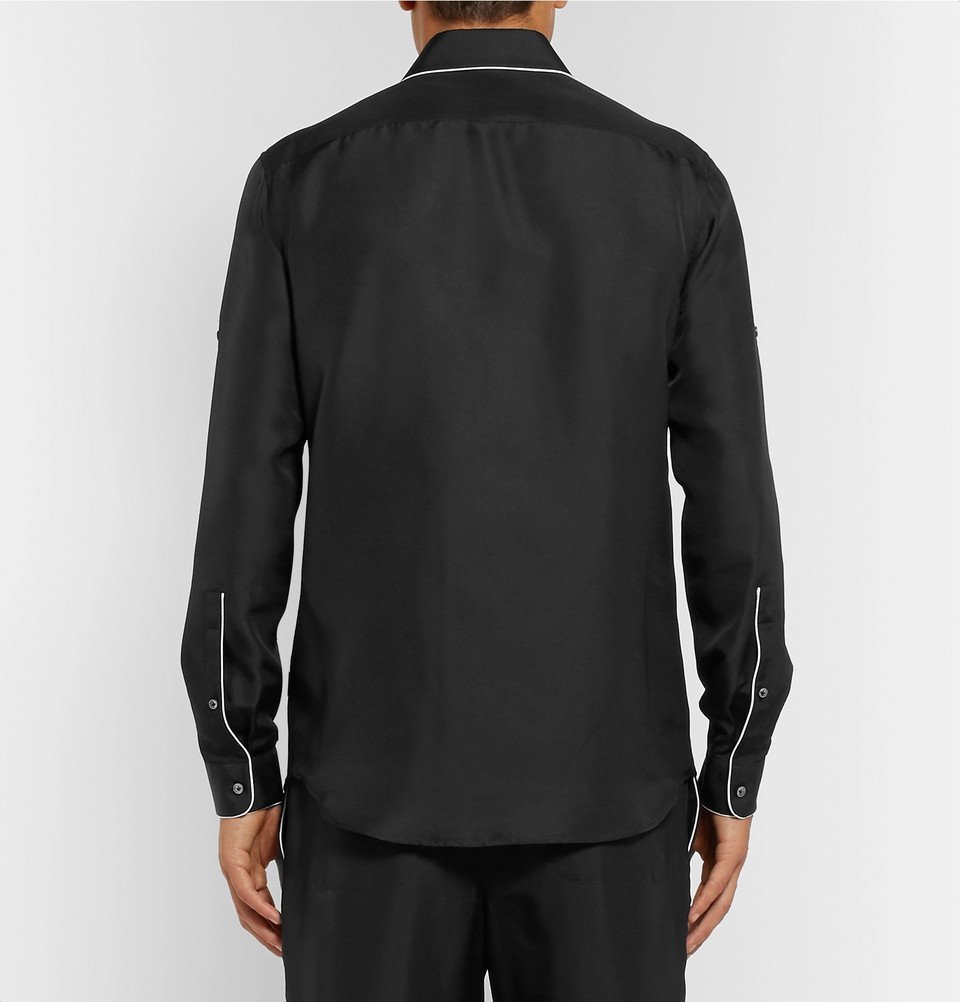 Valentino - Piped Silk Shirt - Men - Black Valentino