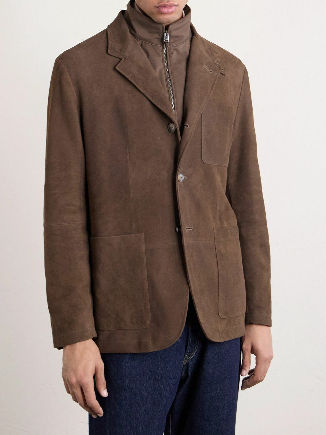 Canali - Bruma Layered Suede Jacket - Brown