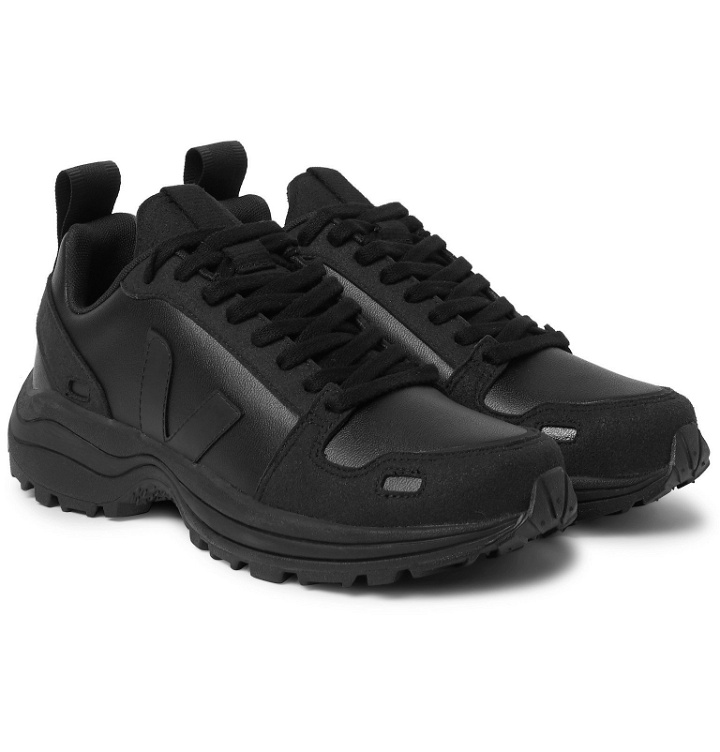 Photo: Rick Owens - Veja Venturi Vegan Suede-Trimmed Faux Leather Sneakers - Black