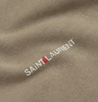 Saint Laurent - Logo-Print Distressed Loopback Cotton-Jersey Hoodie - Men - Green