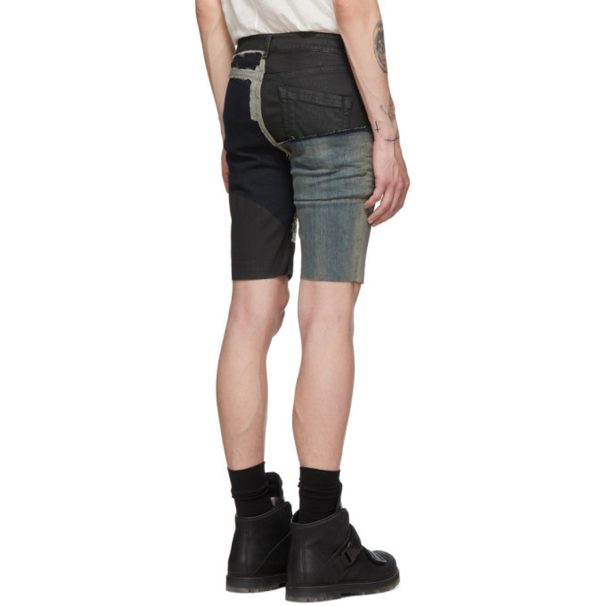 Rick Owens Black and Blue Denim Babel Tyrone Shorts Rick Owens