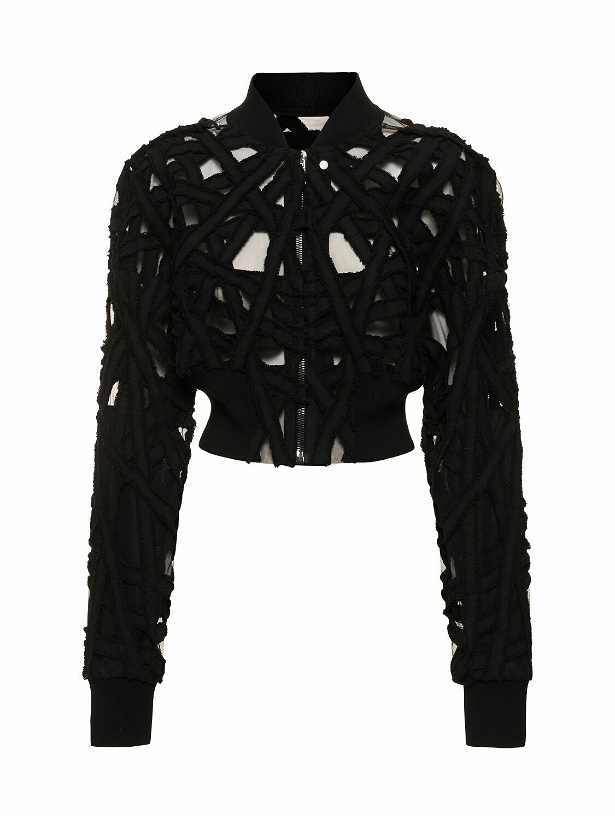 Photo: RICK OWENS Embroidered Cropped Tech Zip Jacket
