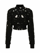 RICK OWENS Embroidered Cropped Tech Zip Jacket
