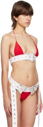 Poster Girl White & Red Ariel Bikini Top