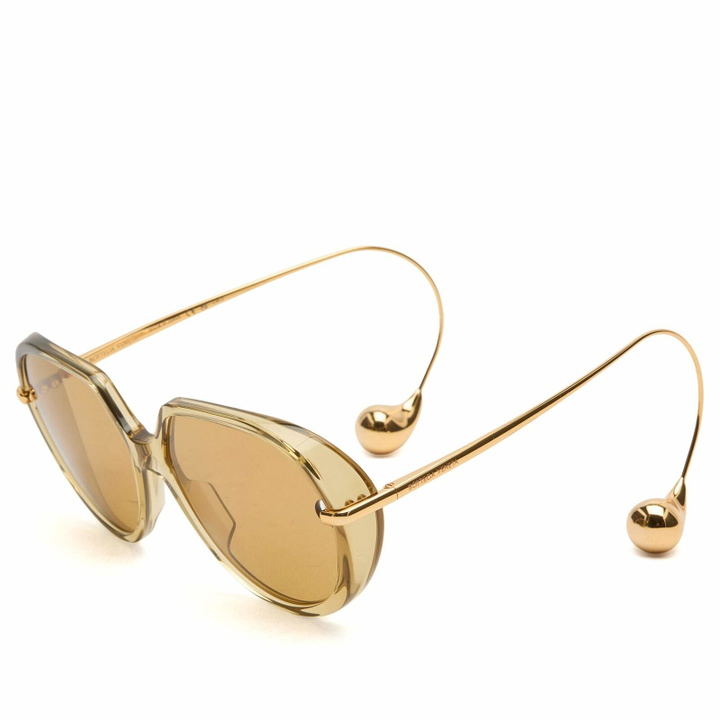 Photo: Bottega Veneta Eyewear Bottega Veneta BV1436S Drop Sunglasses in Yellow/Gold/Brown 
