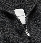 Neighborhood - Shawl-Collar Appliquéd Wool-Blend Zip-Up Cardigan - Gray