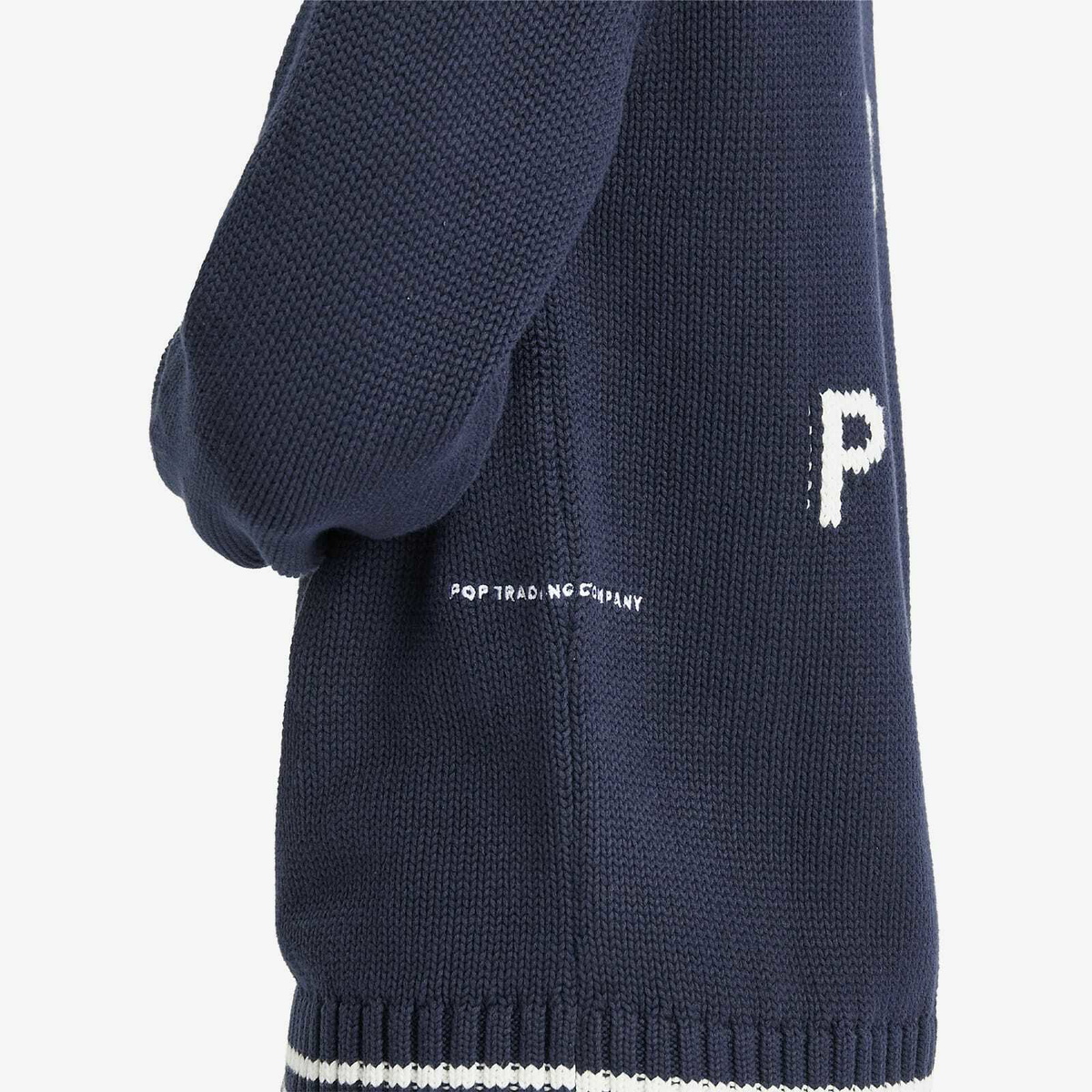 Pop Trading Company Men's Knitted Logo Crew Sweater in Navy Pop