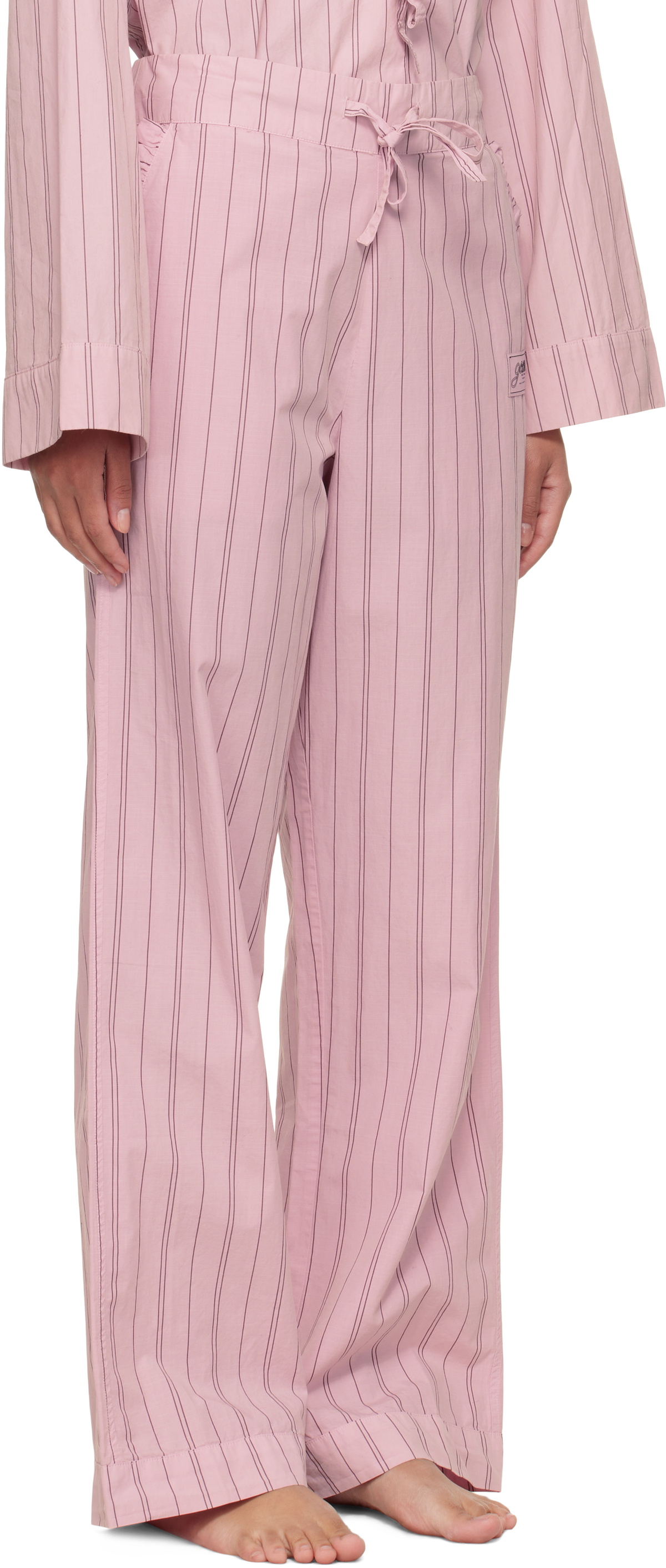 GANNI Pink Stripe Cotton Pyjama Pants