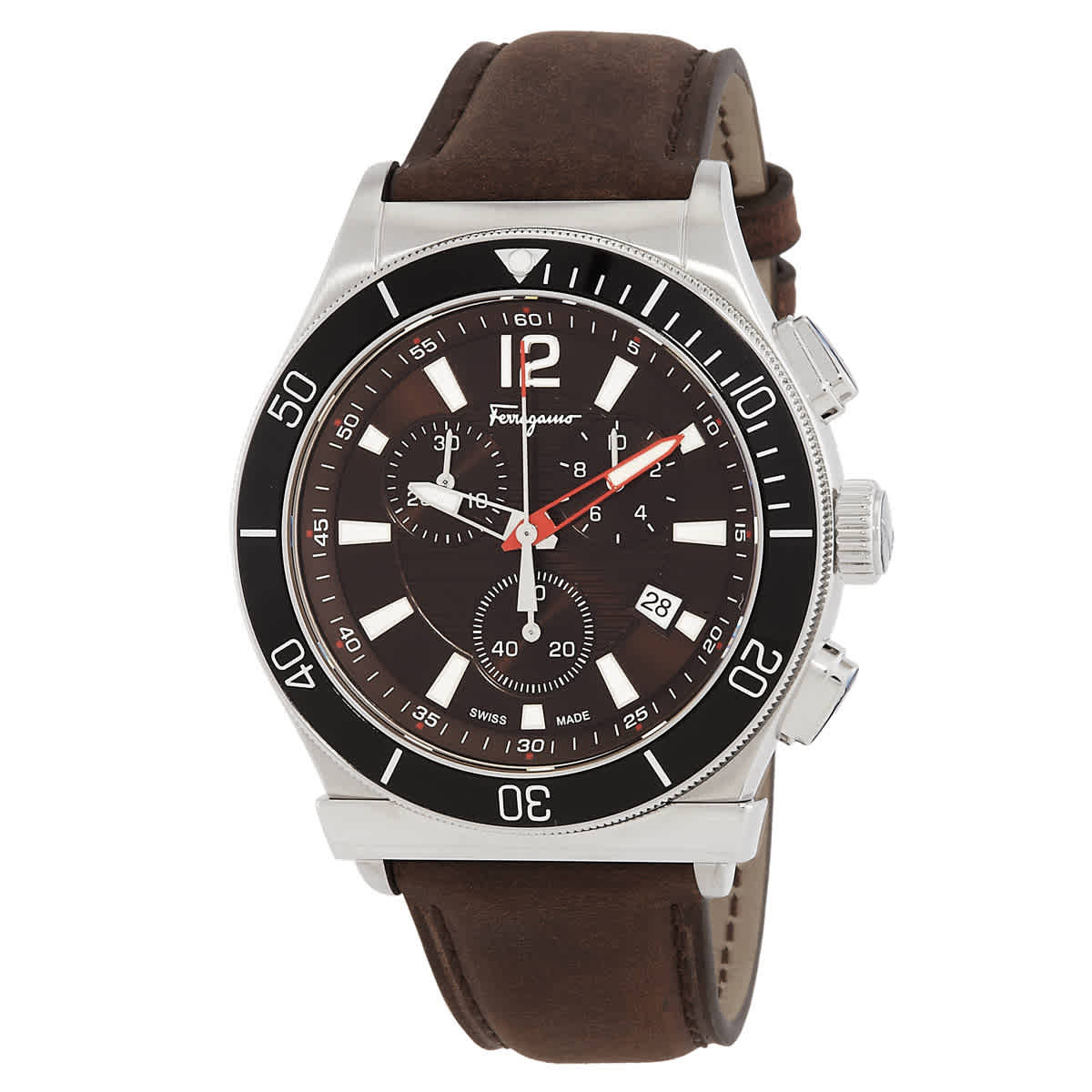 Ferragamo 1898 Sport Chronograph Quartz Brown Dial Mens Watch SFYL01422 ...