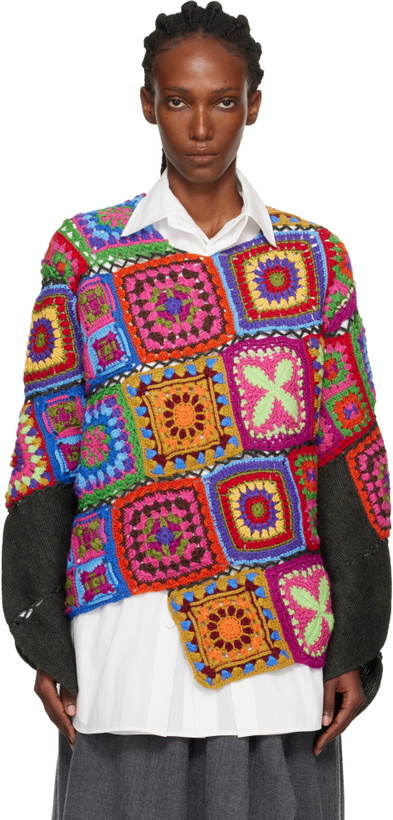 Photo: Comme des Garçons Homme Plus Multicolor Multi Fabric Crochet Stitch Motif Knit Sweater