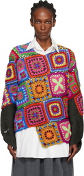 Comme des Garçons Homme Plus Multicolor Multi Fabric Crochet Stitch Motif Knit Sweater
