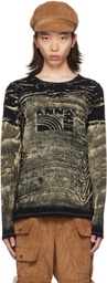 Anna Sui SSENSE Exclusive Black & Beige Long Sleeve T-Shirt