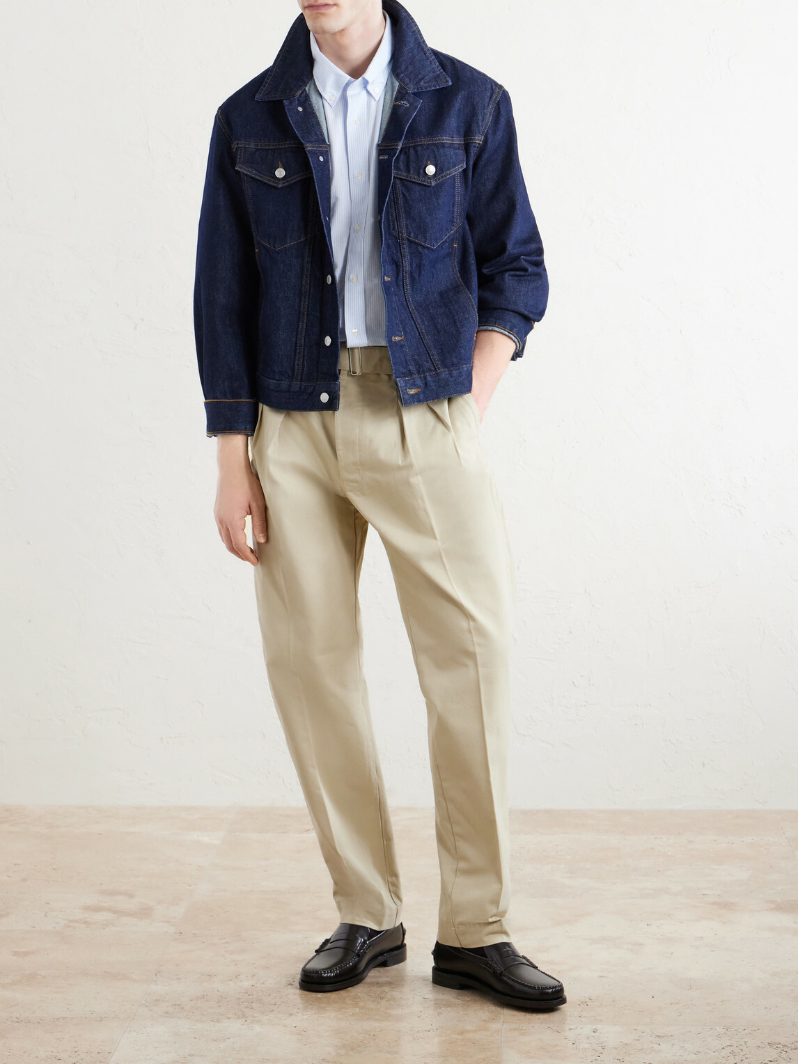 Officine Générale - Striped Cotton Oxford Shirt - Blue