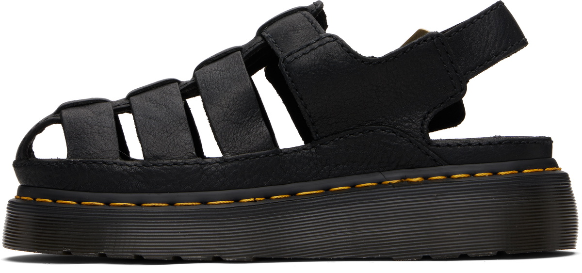 Dr. Martens Black Wrenlie Grizzly Leather Fisherman Sandals
