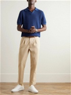 Mr P. - Open-Knit Ribbed Cotton Polo Shirt - Blue