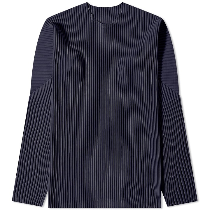 Photo: Homme Plissé Issey Miyake Men's Long Sleeve Pleated T-Shirt in Navy