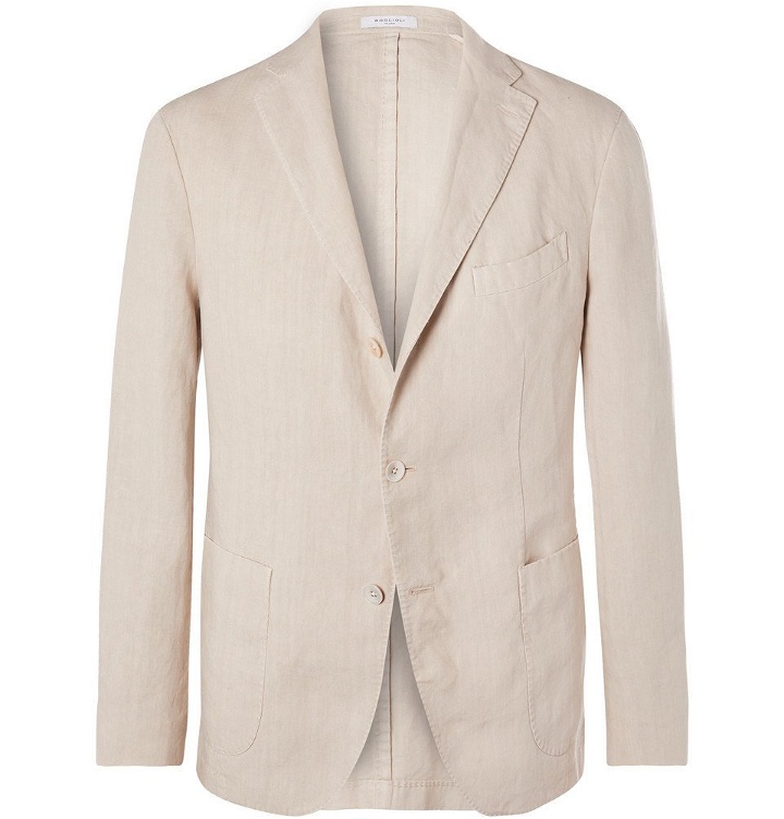 Photo: Boglioli - Cream K-Jacket Slim-Fit Unstructured Linen Suit Jacket - Cream