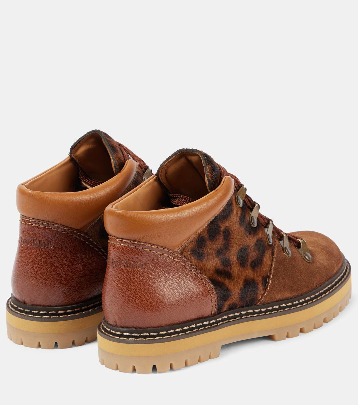 See By Chloé Eileen leopard-print suede lace-up boots