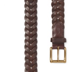 Polo Ralph Lauren - 3cm Dark-Brown Woven Leather Belt - Brown