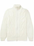 Brunello Cucinelli - Cable-Knit Cotton Down Jacket - Neutrals