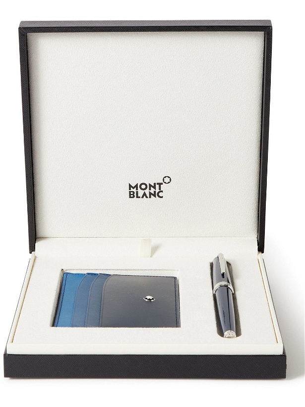 Photo: Montblanc - Pix Resin and Platinum-Plated Rollerball Pen and Meisterstück Leather Cardholder Gift Set