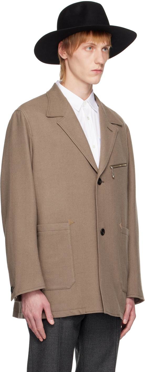 The Letters Brown Single-Breasted Blazer
