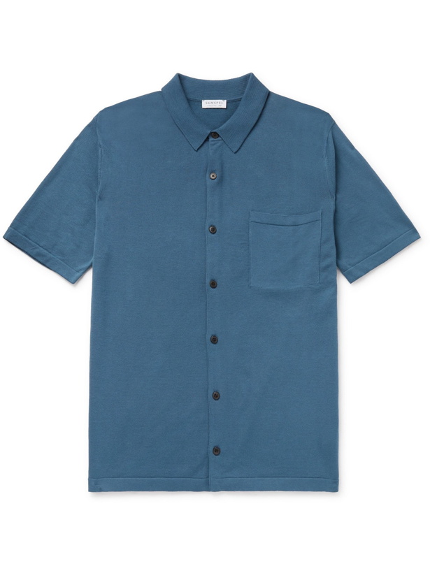 Photo: SUNSPEL - Slim-Fit Sea Island Cotton-Jersey Shirt - Blue - M