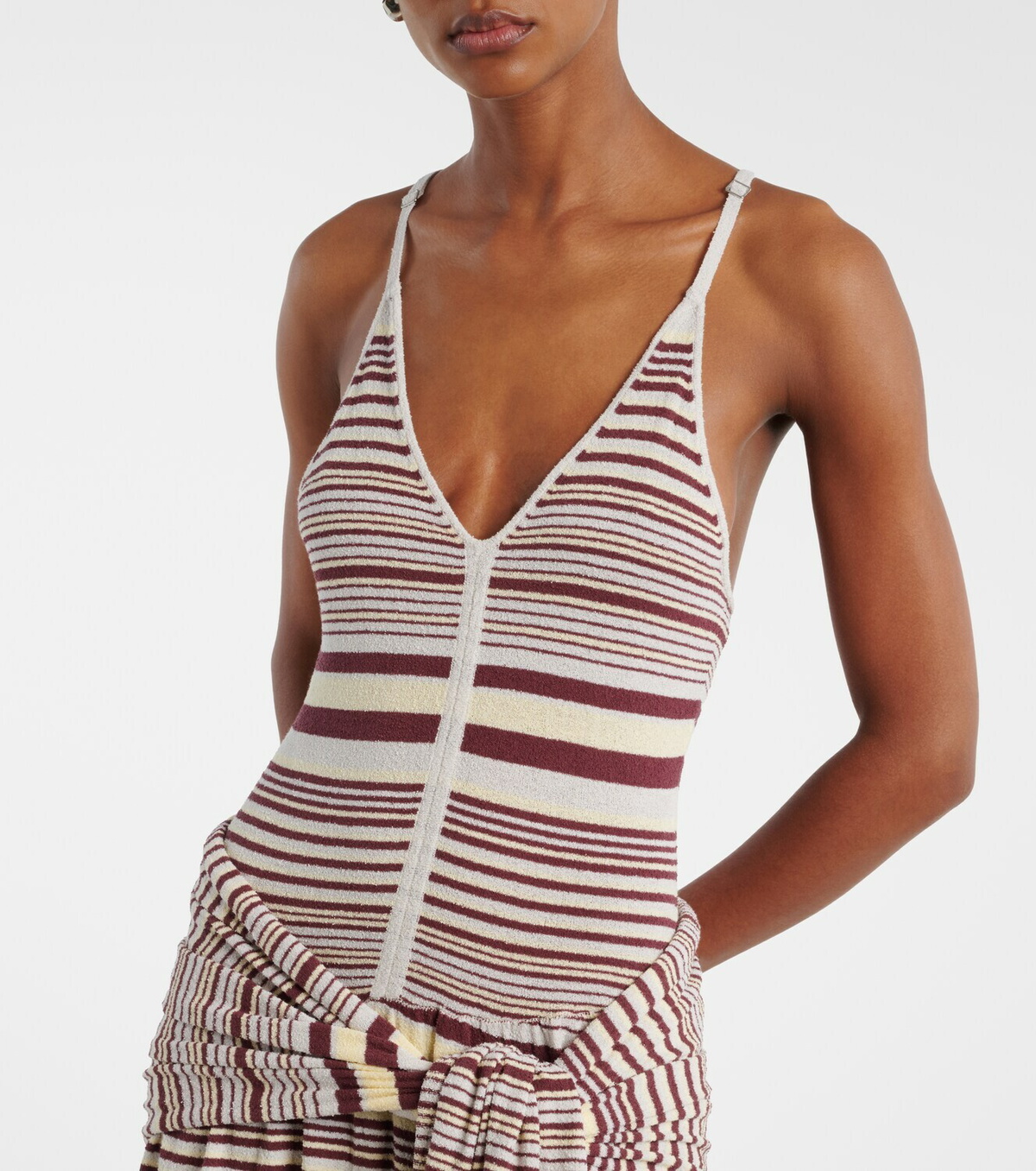 Aya Muse Aella knitted striped cotton-blend maxi dress