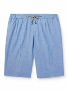 De Petrillo - Straight-Leg Cotton-Chambray Drawstring Shorts - Blue