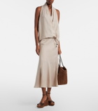 Brunello Cucinelli Large leather-trimmed raffia-effect tote bag