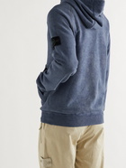 Stone Island - Logo-Appliquéd Mélange Loopback Cotton-Jersey Hoodie - Blue