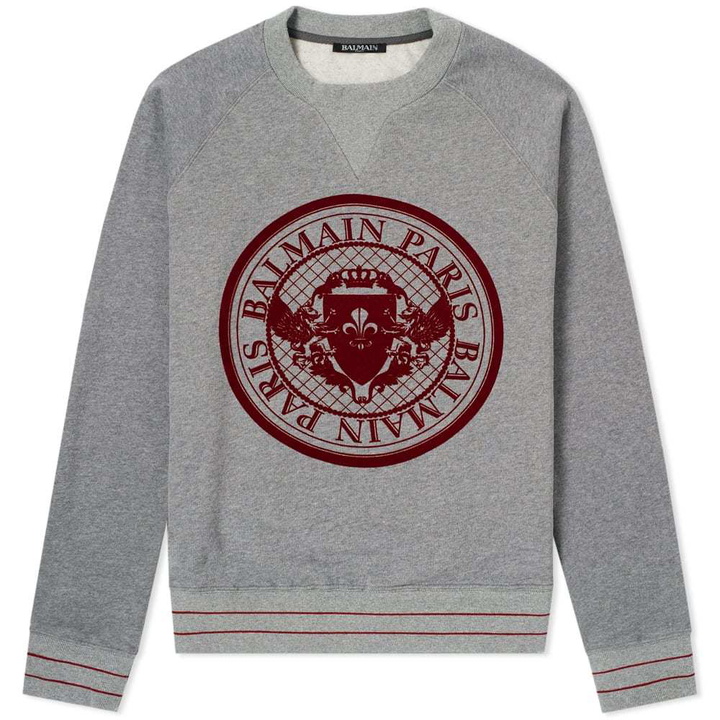 Photo: Balmain Circle Logo Flocked Sweat Grey