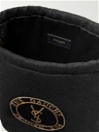 SAINT LAURENT - Rive Gauche Leather-Trimmed Logo-Embroidered Wool-Felt Bucket Bag - Black