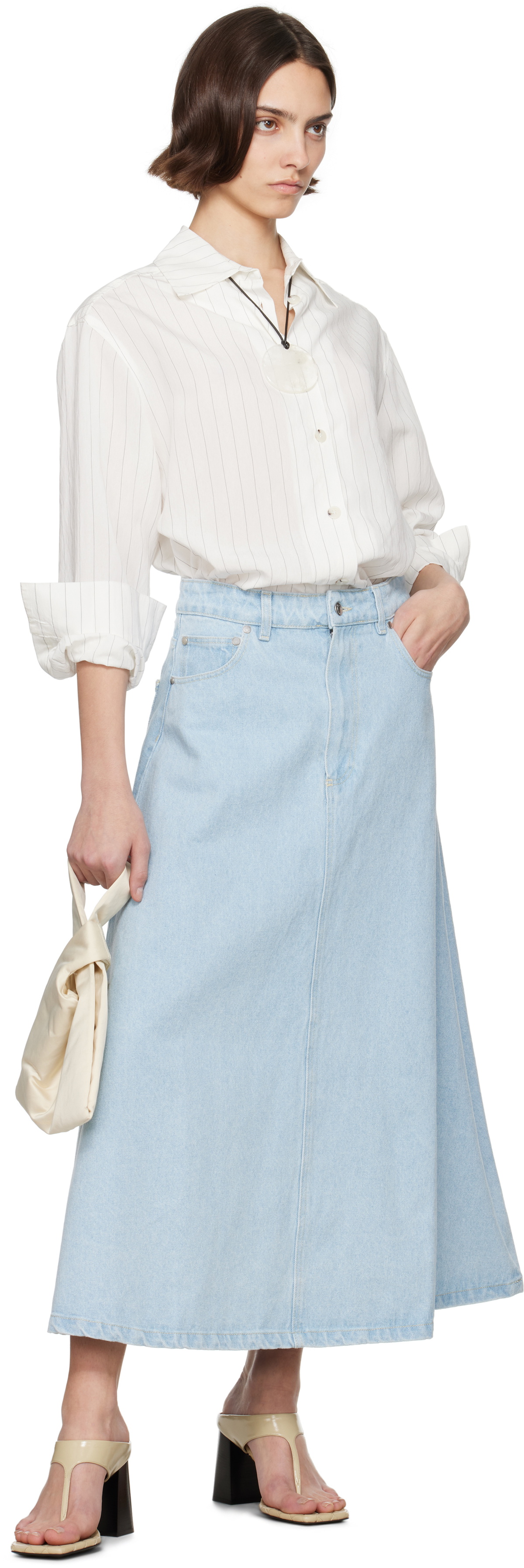 Nanushka Blue Cintia Denim Midi Skirt
