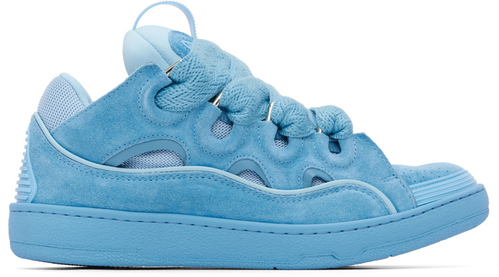 Photo: Lanvin Blue Curb Monochrome Suede Sneakers