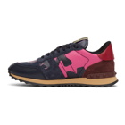 Valentino Navy and Pink Valentino Garavani Camo Rockrunner Sneakers