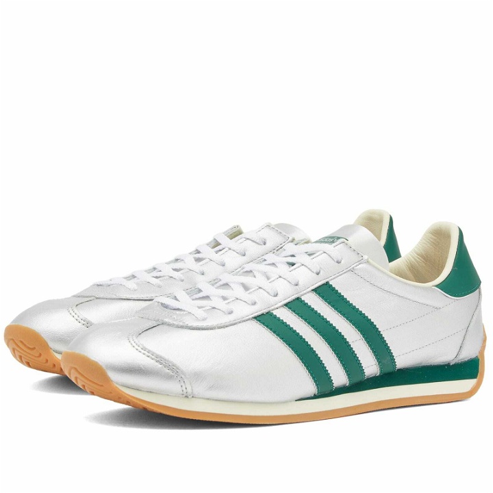 Photo: Adidas Country OG Sneakers in Silver Met./Collegiate Green/Cream White