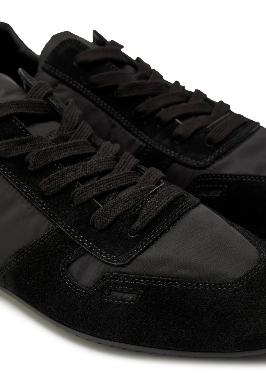 Rick Owens Panelled Nylon and Suede Sneakers Black