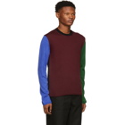 Comme des Garcons Shirt Burgundy Color Mix Crewneck Sweater