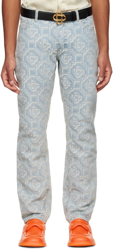 Photo: Casablanca Blue Bleached Classic Monogram Jeans