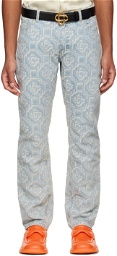 Casablanca Blue Bleached Classic Monogram Jeans