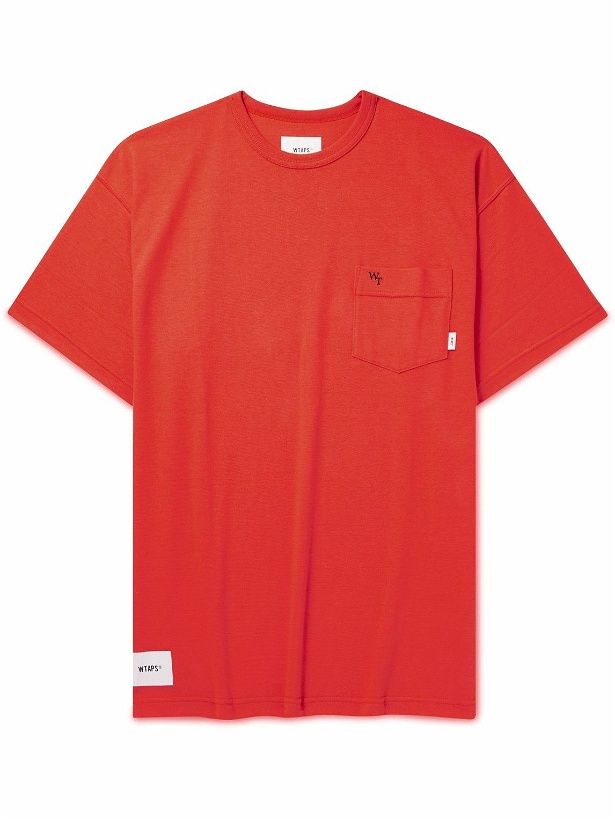 Photo: WTAPS - Logo-Embroidered Cotton-Blend Jersey T-Shirt - Orange